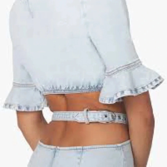 WEWOREWHAT NEW NWT WOMENS DENIM JEAN MINI SKIRT CASUAL SUMMER SPRING SIZE XS M L - Picture 6 of 10